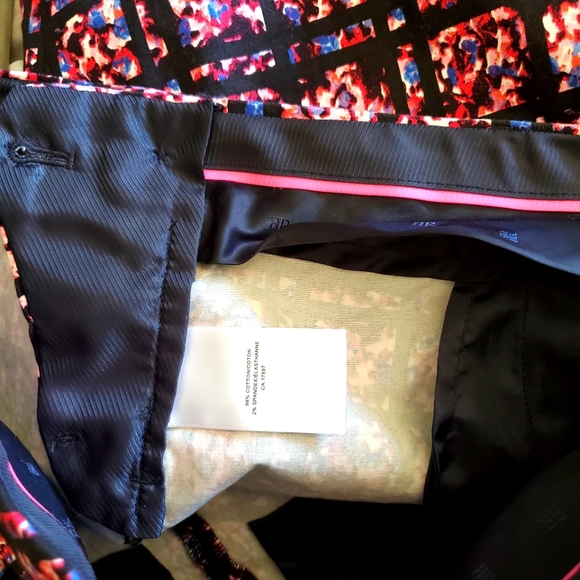 Banana Republic Hampton Fit Crop Ankle Pant Pink  Black Print Sz 0 - Picture 6 of 7